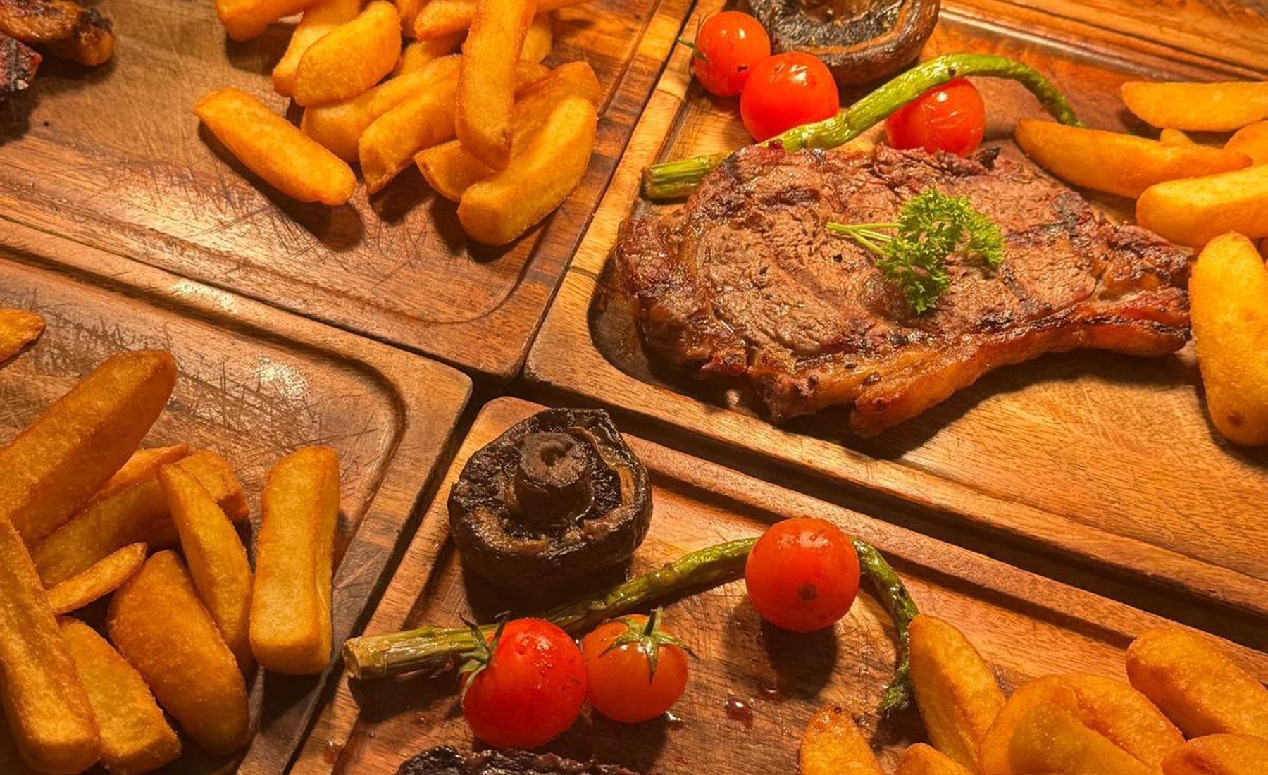 Steak board at Deluxe Steakhouse Bideford